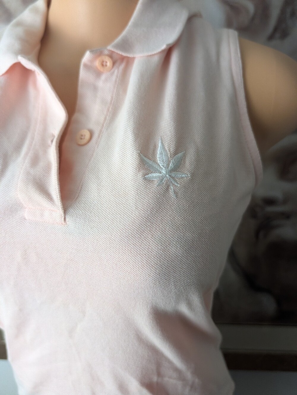 Boast sleeveless polo shirt in a soft pink shade Size S